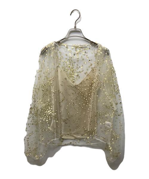 ESSENCE OF LUXURY  ESTNATION（エッセンスオブラグジュアリー エストネーション）ESSENCE OF LUXURY  ESTNATION (エッセンスオブラグジュアリー エストネーション) スパングルトップ ベージュ サイズ:FREEの古着・服飾アイテム