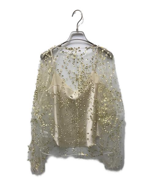 ESSENCE OF LUXURY  ESTNATION（エッセンスオブラグジュアリー エストネーション）ESSENCE OF LUXURY  ESTNATION (エッセンスオブラグジュアリー エストネーション) スパングルトップ ベージュ サイズ:FREEの古着・服飾アイテム