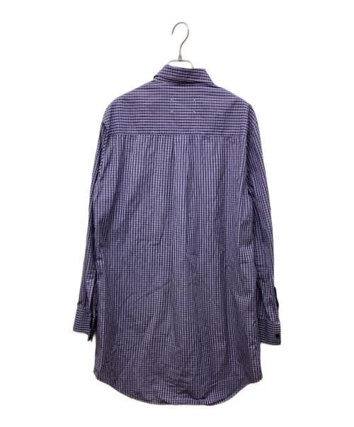 Maison Margiela（メゾンマルジェラ）Maison Margiela (メゾンマルジェラ) チェックシャツワンピース ネイビー×パープル サイズ:40の古着・服飾アイテム