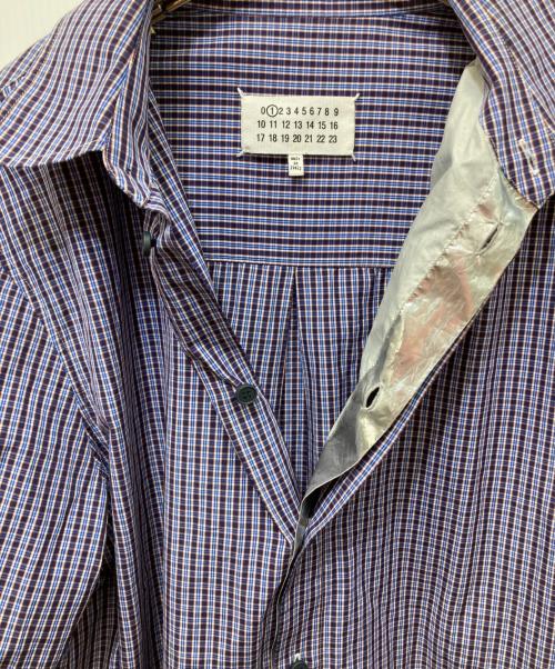 Maison Margiela（メゾンマルジェラ）Maison Margiela (メゾンマルジェラ) チェックシャツワンピース ネイビー×パープル サイズ:40の古着・服飾アイテム