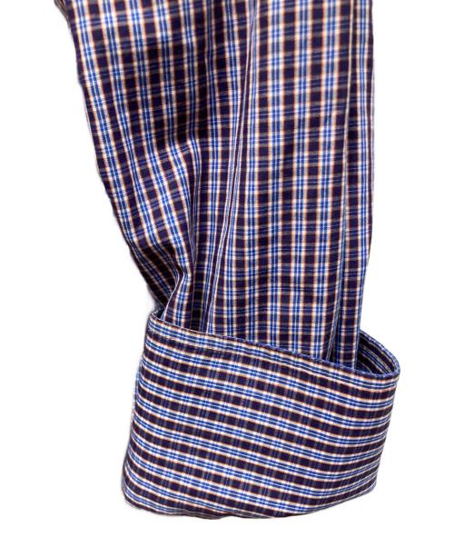 Maison Margiela（メゾンマルジェラ）Maison Margiela (メゾンマルジェラ) チェックシャツワンピース ネイビー×パープル サイズ:40の古着・服飾アイテム