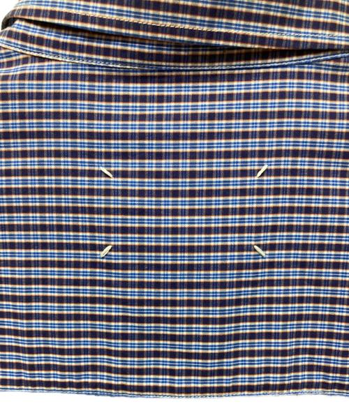 Maison Margiela（メゾンマルジェラ）Maison Margiela (メゾンマルジェラ) チェックシャツワンピース ネイビー×パープル サイズ:40の古着・服飾アイテム