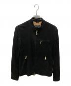 Cinquantaチンクワンタ）の古着「スウェードシングルライダースジャケット」｜ブラック