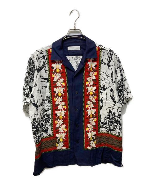 TOGA VIRILIS（トーガ ビリリース）TOGA VIRILIS (トーガ ビリリース) CUPRA COTTON TWILL PRINT SHIRT ホワイト×ネイビー サイズ:48の古着・服飾アイテム