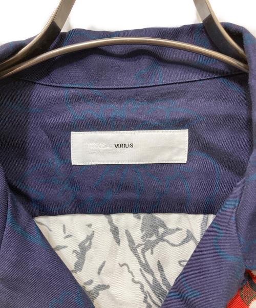 TOGA VIRILIS（トーガ ビリリース）TOGA VIRILIS (トーガ ビリリース) CUPRA COTTON TWILL PRINT SHIRT ホワイト×ネイビー サイズ:48の古着・服飾アイテム