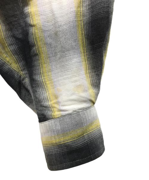 WACKO MARIA（ワコマリア）WACKO MARIA (ワコマリア) OMBRAY CHECK OPEN COLLAR SHIRTS L/S グレー×イエロー サイズ:XLの古着・服飾アイテム