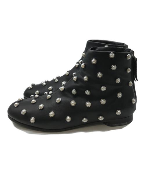 3.1 phillip lim（スリーワンフィリップリム）3.1 phillip lim (スリーワンフィリップリム) パール装飾アンクルブーツ ブラック サイズ:38の古着・服飾アイテム