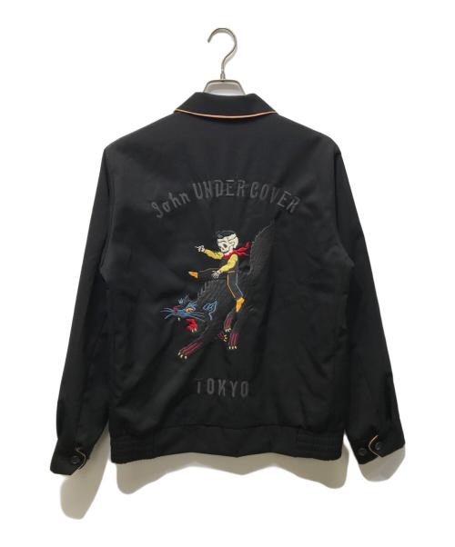 JohnUNDERCOVER（ジョンアンダーカバー）JohnUNDERCOVER (ジョンアンダーカバー) ギャバ刺繍ベトジャンブルゾン ブラック サイズ:3の古着・服飾アイテム