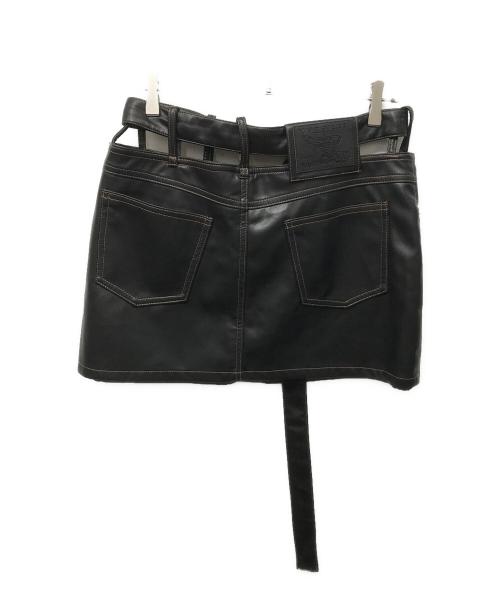 Y. PROJECT（ワイプロジェクト）Y. PROJECT (ワイプロジェクト) Y アニマルフリーレザー ミニスカート ブラック サイズ:38の古着・服飾アイテム