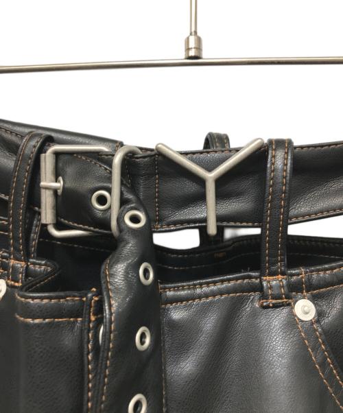 Y. PROJECT（ワイプロジェクト）Y. PROJECT (ワイプロジェクト) Y アニマルフリーレザー ミニスカート ブラック サイズ:38の古着・服飾アイテム