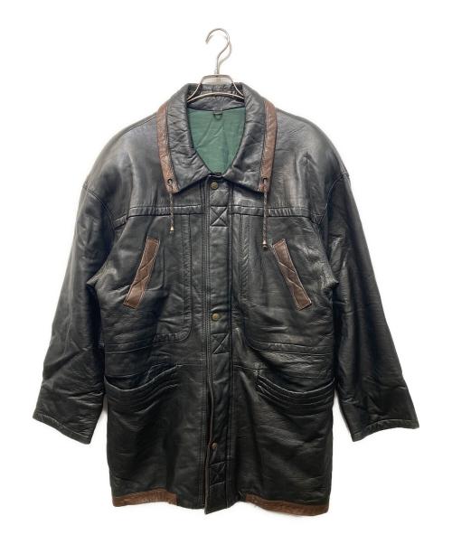 LANVIN（ランバン）LANVIN (ランバン) 中綿レザーハーフコート ブラック サイズ:50の古着・服飾アイテム