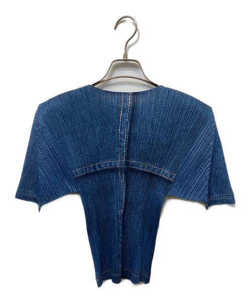 PLEATS PLEASE（プリーツプリーズ）PLEATS PLEASE (プリーツプリーズ) 転写プリントプリーツカットソー ネイビー サイズ:3の古着・服飾アイテム