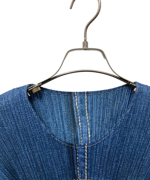 PLEATS PLEASE（プリーツプリーズ）PLEATS PLEASE (プリーツプリーズ) 転写プリントプリーツカットソー ネイビー サイズ:3の古着・服飾アイテム
