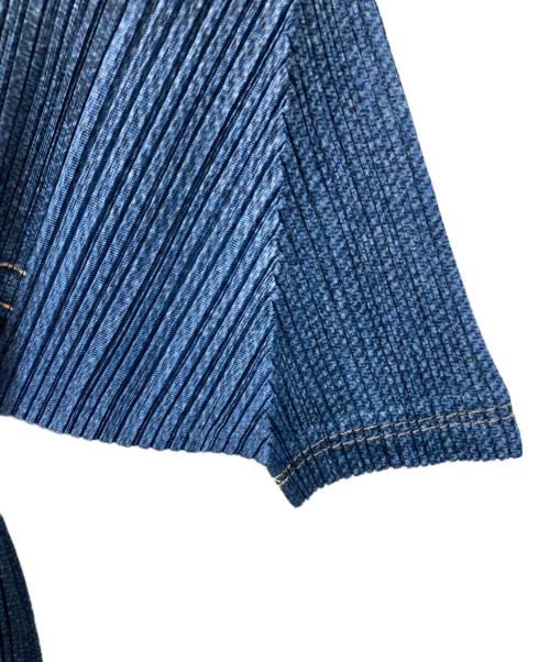 PLEATS PLEASE（プリーツプリーズ）PLEATS PLEASE (プリーツプリーズ) 転写プリントプリーツカットソー ネイビー サイズ:3の古着・服飾アイテム