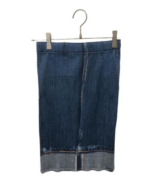 PLEATS PLEASE（プリーツプリーズ）PLEATS PLEASE (プリーツプリーズ) 転写プリントプリーツスカート ネイビー サイズ:3の古着・服飾アイテム