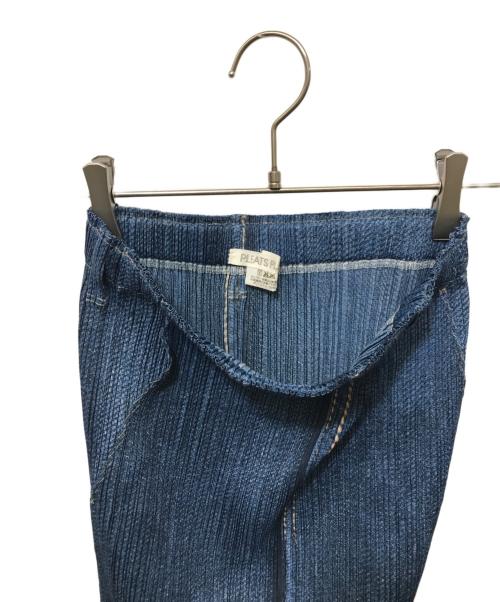 PLEATS PLEASE（プリーツプリーズ）PLEATS PLEASE (プリーツプリーズ) 転写プリントプリーツスカート ネイビー サイズ:3の古着・服飾アイテム