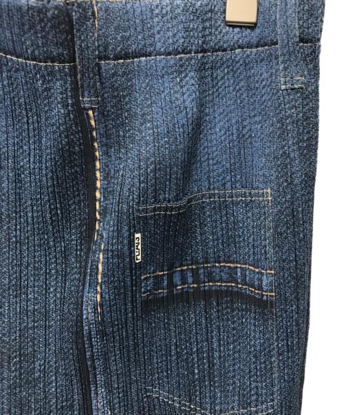 PLEATS PLEASE（プリーツプリーズ）PLEATS PLEASE (プリーツプリーズ) 転写プリントプリーツスカート ネイビー サイズ:3の古着・服飾アイテム