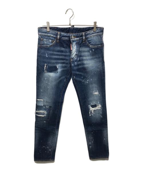 DSQUARED2（ディースクエアード）DSQUARED2 (ディースクエアード) ダメージ加工デニムパンツ インディゴ サイズ:48の古着・服飾アイテム
