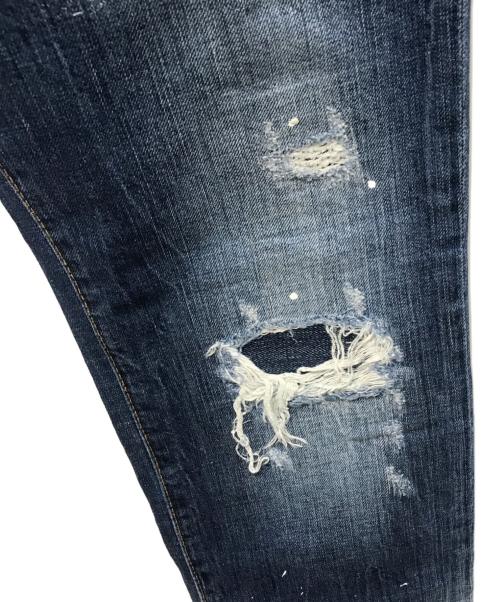 DSQUARED2（ディースクエアード）DSQUARED2 (ディースクエアード) ダメージ加工デニムパンツ インディゴ サイズ:48の古着・服飾アイテム