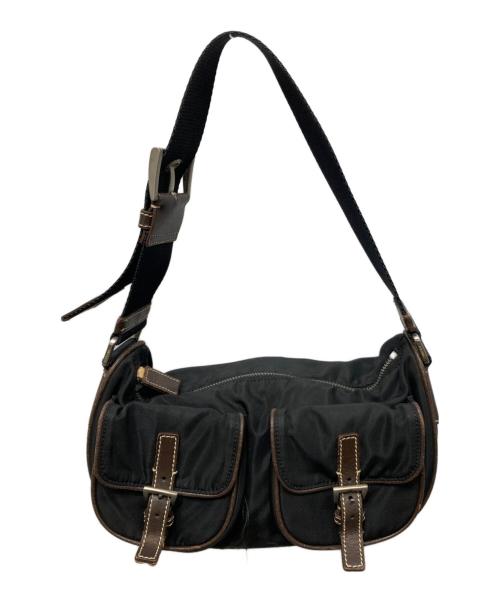 PRADA（プラダ）PRADA (プラダ) ナイロンワンショルダーバッグ ブラック×ブラウンの古着・服飾アイテム