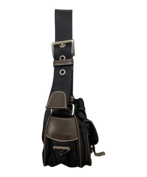 PRADA（プラダ）PRADA (プラダ) ナイロンワンショルダーバッグ ブラック×ブラウンの古着・服飾アイテム