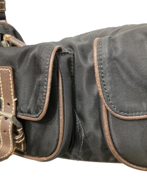 PRADA（プラダ）PRADA (プラダ) ナイロンワンショルダーバッグ ブラック×ブラウンの古着・服飾アイテム