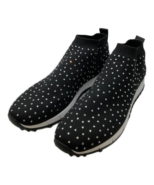 JIMMY CHOO（ジミーチュウ）JIMMY CHOO (ジミーチュウ) クリスタルニットスニーカー ブラック サイズ:38の古着・服飾アイテム