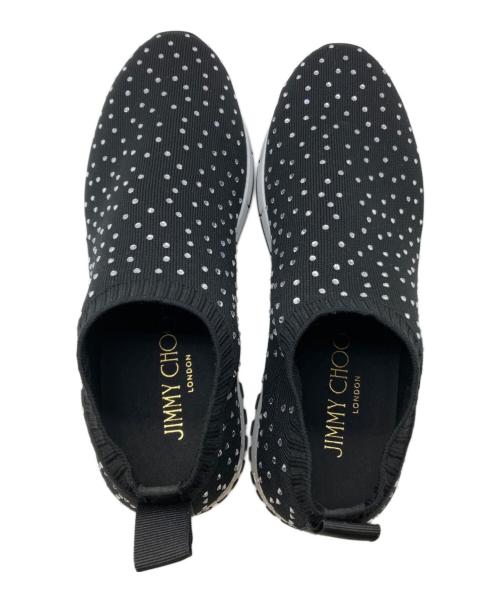 JIMMY CHOO（ジミーチュウ）JIMMY CHOO (ジミーチュウ) クリスタルニットスニーカー ブラック サイズ:38の古着・服飾アイテム
