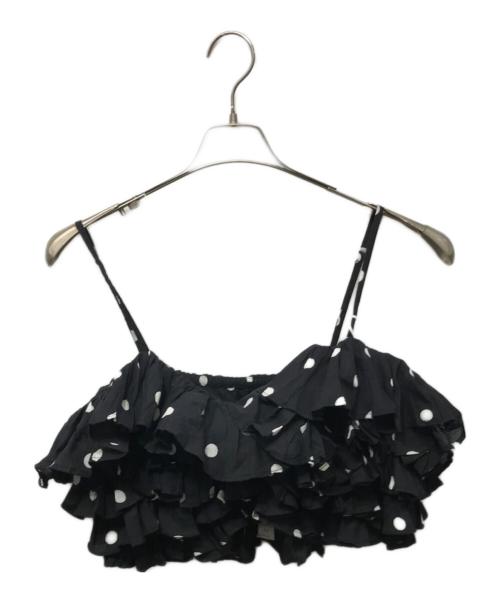 crinkle crinkle crinkle（クリンクル クリンクル クリンクル）CRINKLE CRINKLE CRINKLE (クリンクル クリンクル クリンクル) ドット フリルキャミ ブラック サイズ:Free 未使用品の古着・服飾アイテム