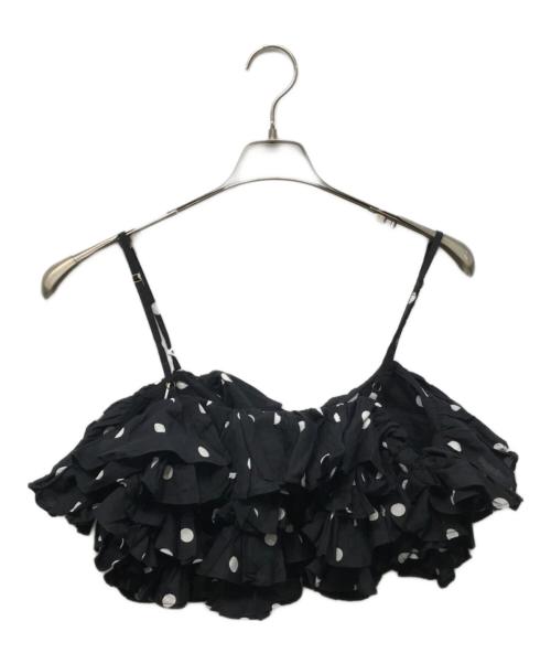 crinkle crinkle crinkle（クリンクル クリンクル クリンクル）CRINKLE CRINKLE CRINKLE (クリンクル クリンクル クリンクル) ドット フリルキャミ ブラック サイズ:Free 未使用品の古着・服飾アイテム