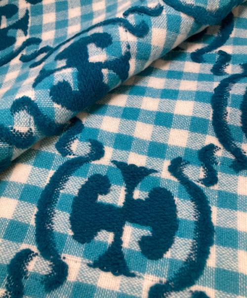 GUCCI（グッチ）GUCCI (グッチ) GGジャガードチェックマフラー ブルー×ホワイトの古着・服飾アイテム