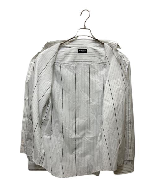 BALENCIAGA（バレンシアガ）BALENCIAGA (バレンシアガ) ボタンダウンストライプシャツ ホワイト×ブラック サイズ:37の古着・服飾アイテム