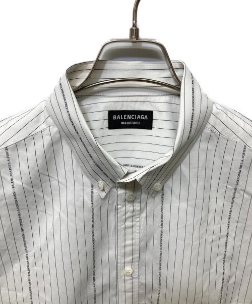 BALENCIAGA（バレンシアガ）BALENCIAGA (バレンシアガ) ボタンダウンストライプシャツ ホワイト×ブラック サイズ:37の古着・服飾アイテム
