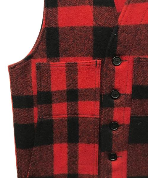 FILSON（フィルソン）FILSON (フィルソン) チェックマッキーノベスト レッド×ブラック サイズ:Sの古着・服飾アイテム