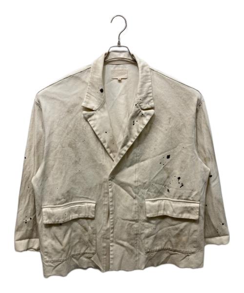 yokosakamoto（ヨウコサカモト）yokosakamoto (ヨウコサカモト) ペイントジャケット ベージュ サイズ:Lの古着・服飾アイテム