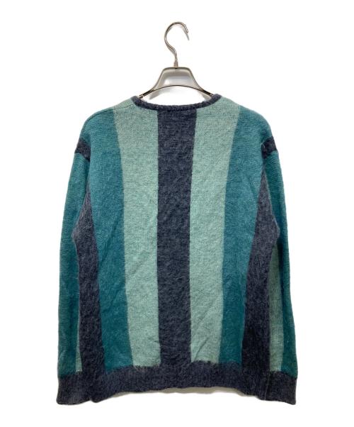 Needles（ニードルズ）Needles (ニードルズ) BEAUTY&YOUTH (ビューティーアンドユース) 別注 マルチストライプ モヘアカーディガン グリーン×ネイビー サイズ:Sの古着・服飾アイテム