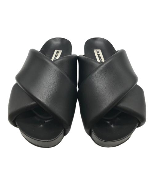JIL SANDER（ジルサンダー）JIL SANDER (ジルサンダー) クロスストラップスライドサンダル ブラック サイズ:36の古着・服飾アイテム
