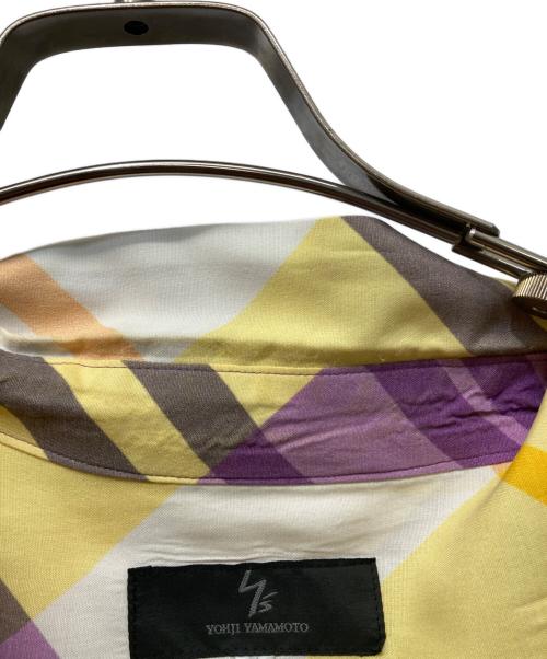 Y's（ワイズ）Y's (ワイズ) S/Sレーヨンチェックシャツ パープル×ホワイト サイズ:3の古着・服飾アイテム