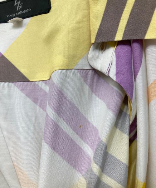 Y's（ワイズ）Y's (ワイズ) S/Sレーヨンチェックシャツ パープル×ホワイト サイズ:3の古着・服飾アイテム