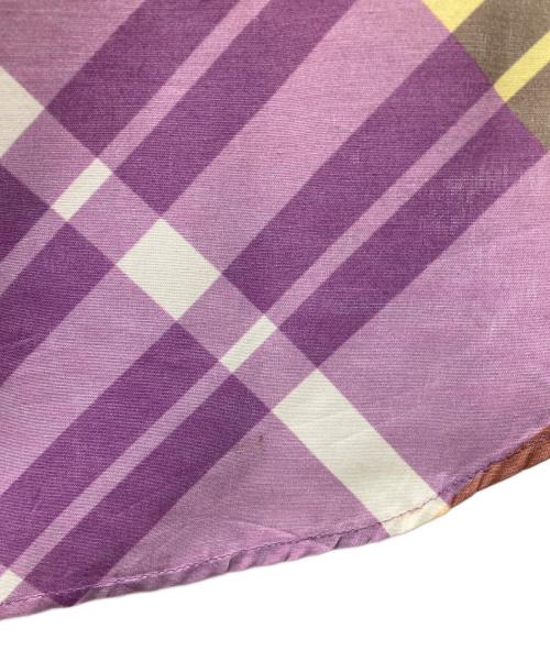 Y's（ワイズ）Y's (ワイズ) S/Sレーヨンチェックシャツ パープル×ホワイト サイズ:3の古着・服飾アイテム