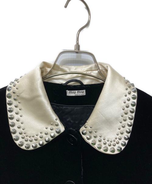 MIU MIU（ミュウミュウ）MIU MIU (ミュウミュウ) ベルベッドコート ブラック サイズ:40の古着・服飾アイテム