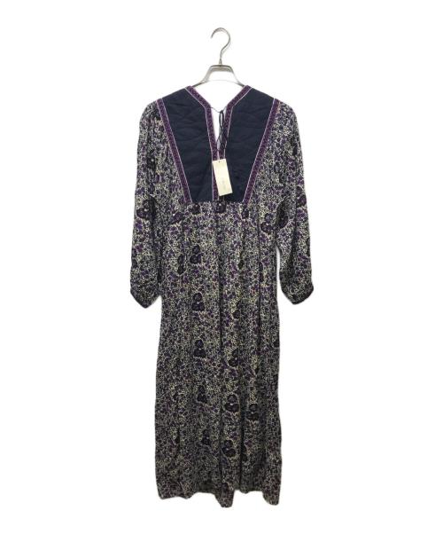 ne quittez pas（ヌキテパ）ne quittez pas (ヌキテパ) C.VOILE ETHNIC PRINT DRESS ネイビー×パープル サイズ:Freeの古着・服飾アイテム