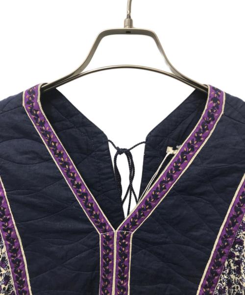 ne quittez pas（ヌキテパ）ne quittez pas (ヌキテパ) C.VOILE ETHNIC PRINT DRESS ネイビー×パープル サイズ:Freeの古着・服飾アイテム