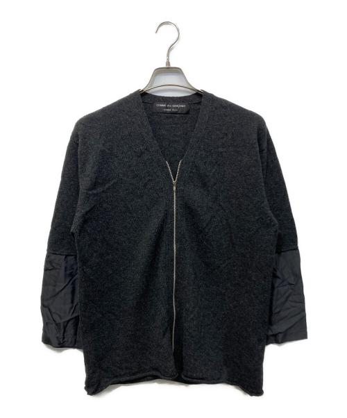 COMME des GARCONS HOMME PLUS（コムデギャルソンオムプリュス）COMME des GARCONS HOMME PLUS (コムデギャルソンオムプリュス) 90’S 袖切替ジップカーディガン グレー×ブラック サイズ:不明の古着・服飾アイテム