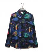 PAUL SMITHポールスミス）の古着「トロピカルフィッシュシャツ」｜ネイビー