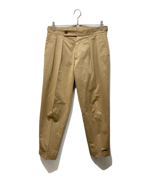 BERWICH（ベルウィッチ）BERWICH (ベルウィッチ) SCOTCH ヘリンボーン2プリーツトラウザー ベージュ サイズ:44の古着・服飾アイテム