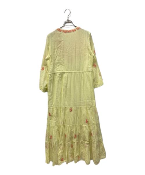 ne quittez pas（ヌキテパ）ne quittez pas (ヌキテパ) Cotton Chikan Embroidery V-Neck Dress イエロー サイズ:Sの古着・服飾アイテム
