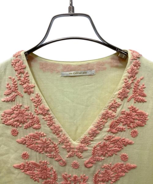 ne quittez pas（ヌキテパ）ne quittez pas (ヌキテパ) Cotton Chikan Embroidery V-Neck Dress イエロー サイズ:Sの古着・服飾アイテム
