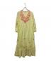 ne quittez pas（ヌキテパ）の古着「Cotton Chikan Embroidery V-Neck Dress」｜イエロー