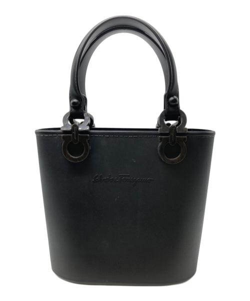 Salvatore Ferragamo（サルヴァトーレ フェラガモ）Salvatore Ferragamo (サルヴァトーレ フェラガモ) ラバーレザーハンドバッグ ブラックの古着・服飾アイテム